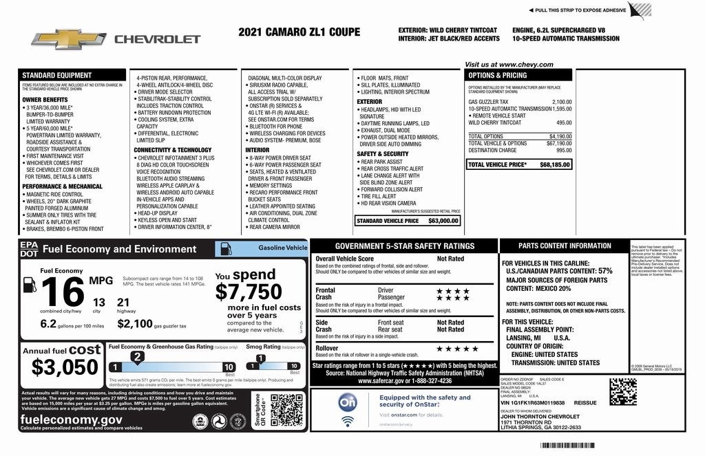 2021 Chevrolet Camaro ZL1