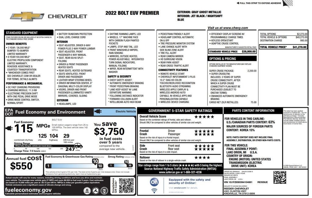 2022 Chevrolet Bolt EUV Premier