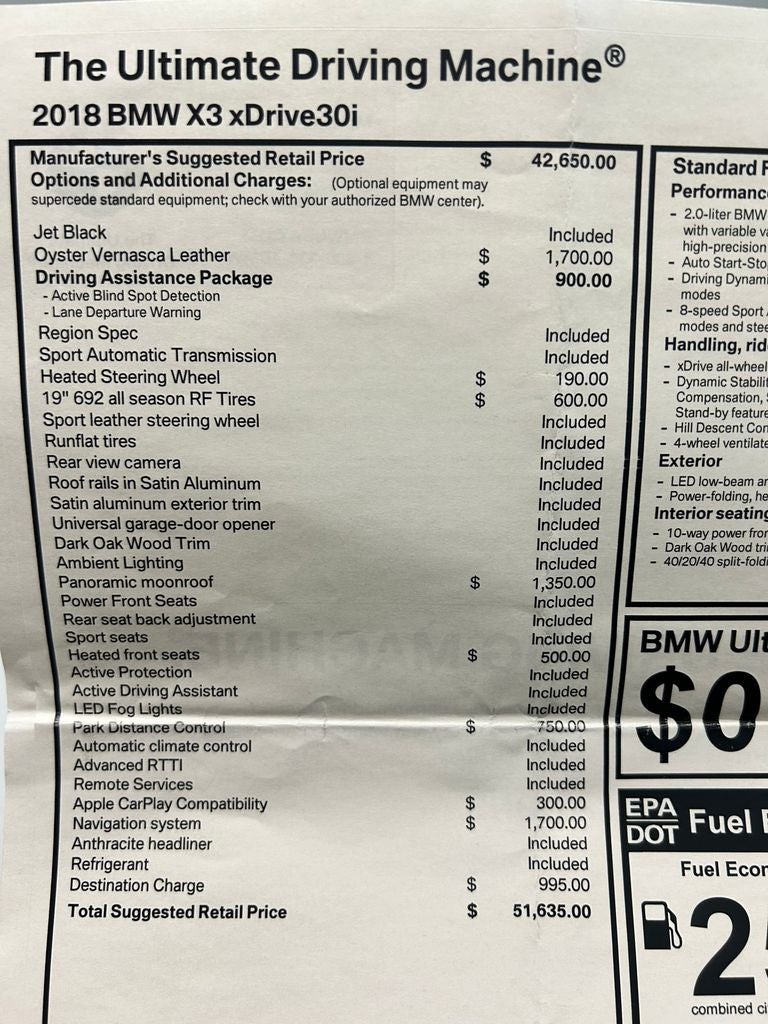 2018 BMW X3 xDrive30i