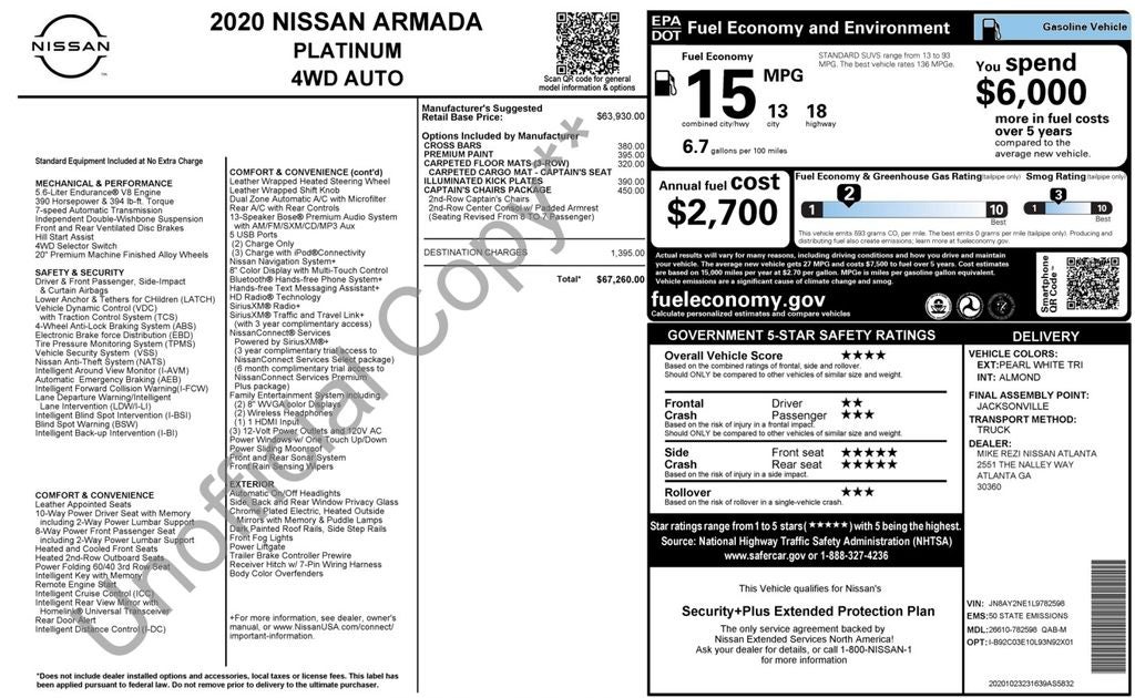 2020 Nissan Armada Platinum