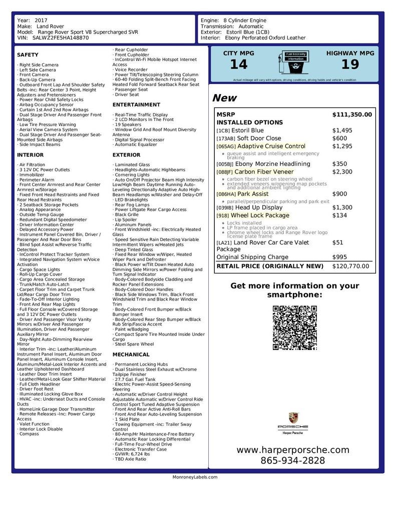 2017 Land Rover Range Rover Sport 5.0L V8 Supercharged SVR