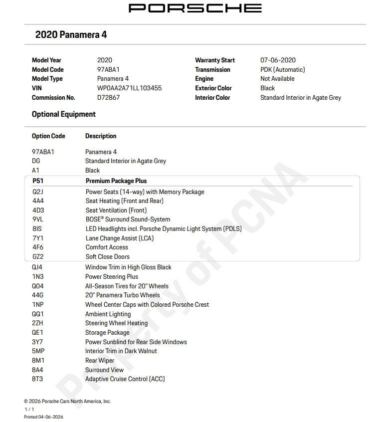 2020 Porsche Panamera 4