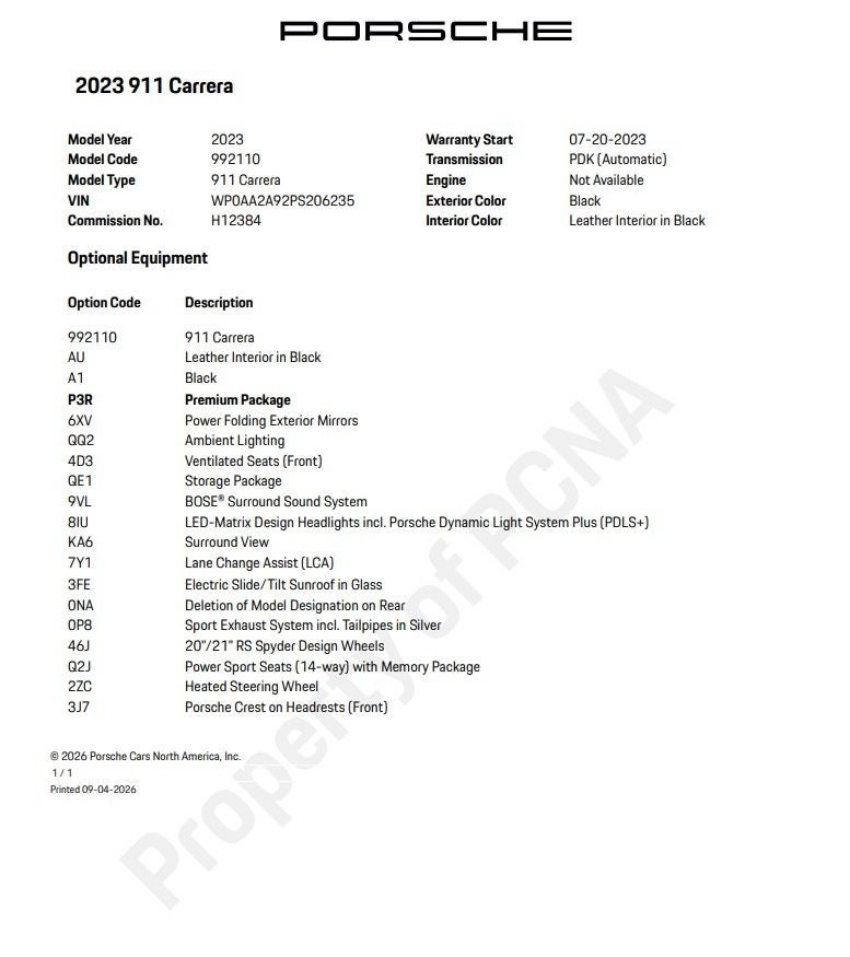 2023 Porsche 911 Carrera