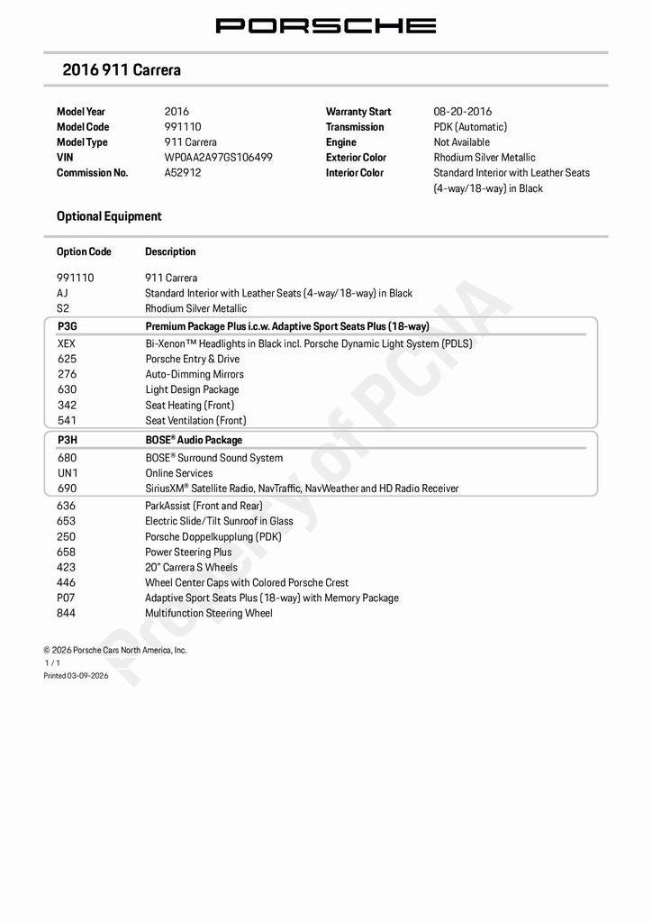 2016 Porsche 911 Carrera