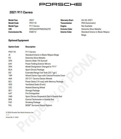 2021 Porsche 911 Carrera