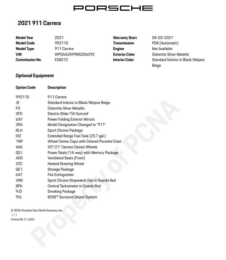 2021 Porsche 911 Carrera