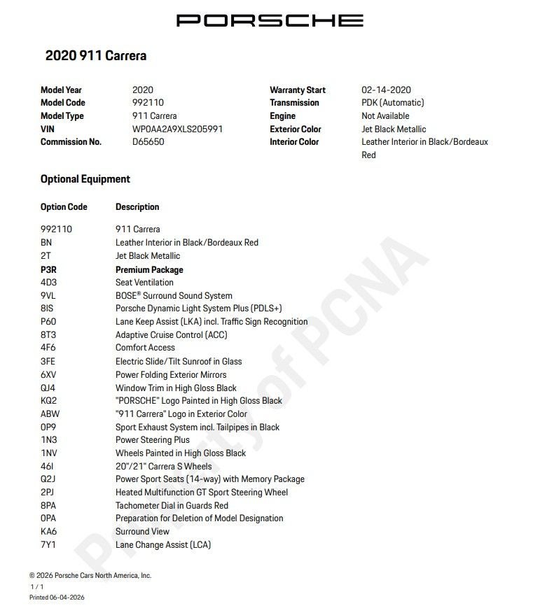2020 Porsche 911 Carrera