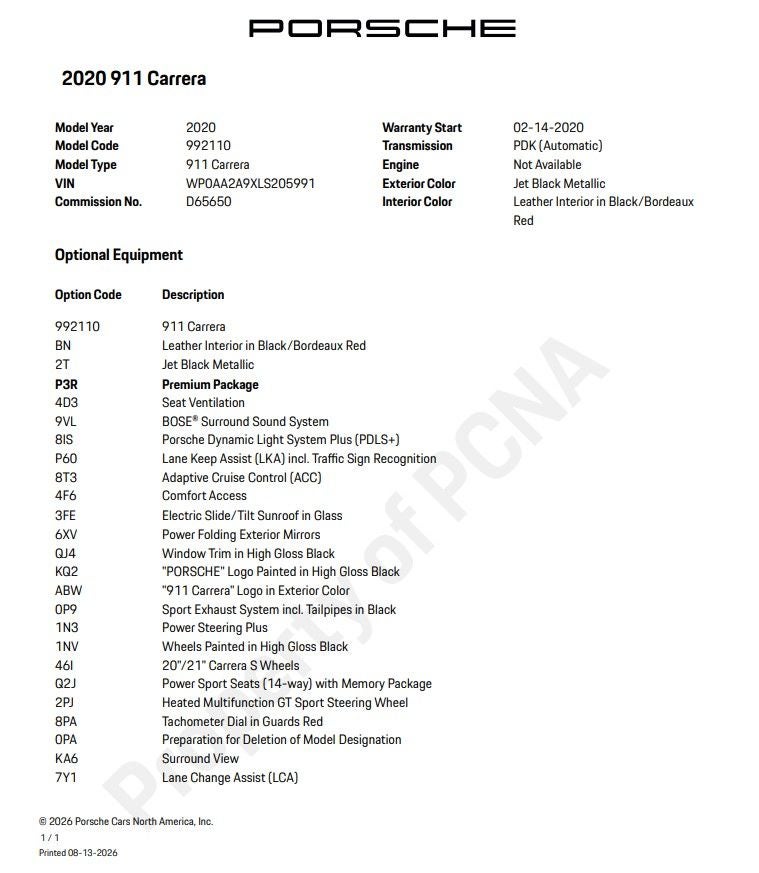 2020 Porsche 911 Carrera