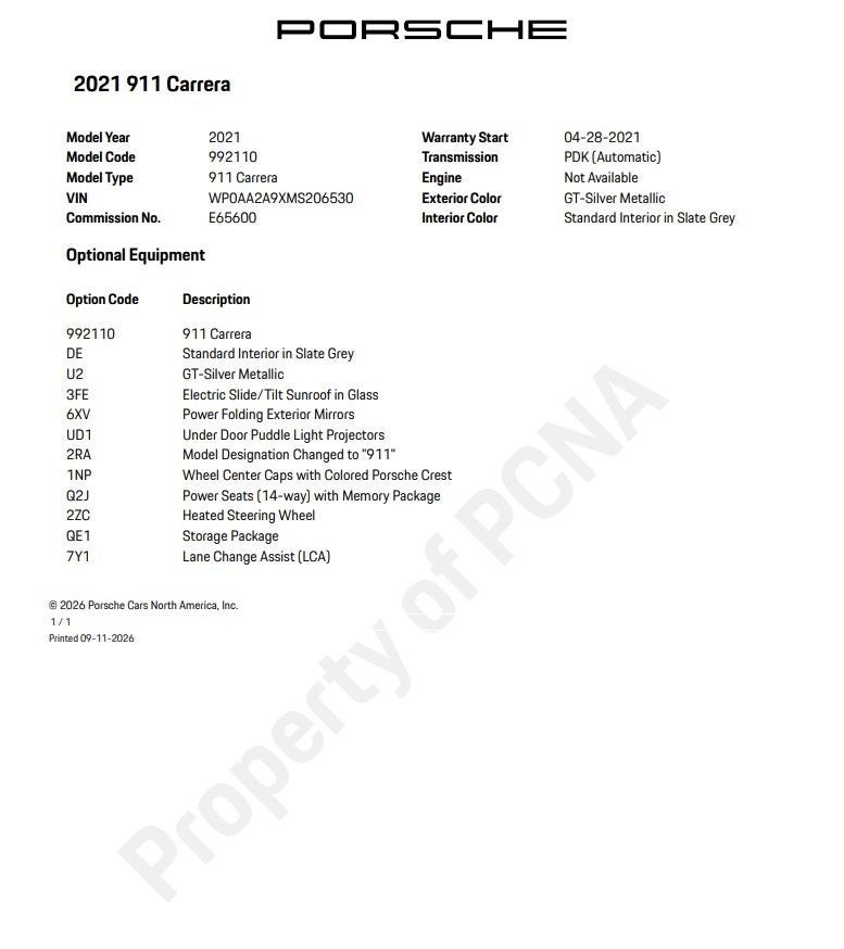 2021 Porsche 911 Carrera