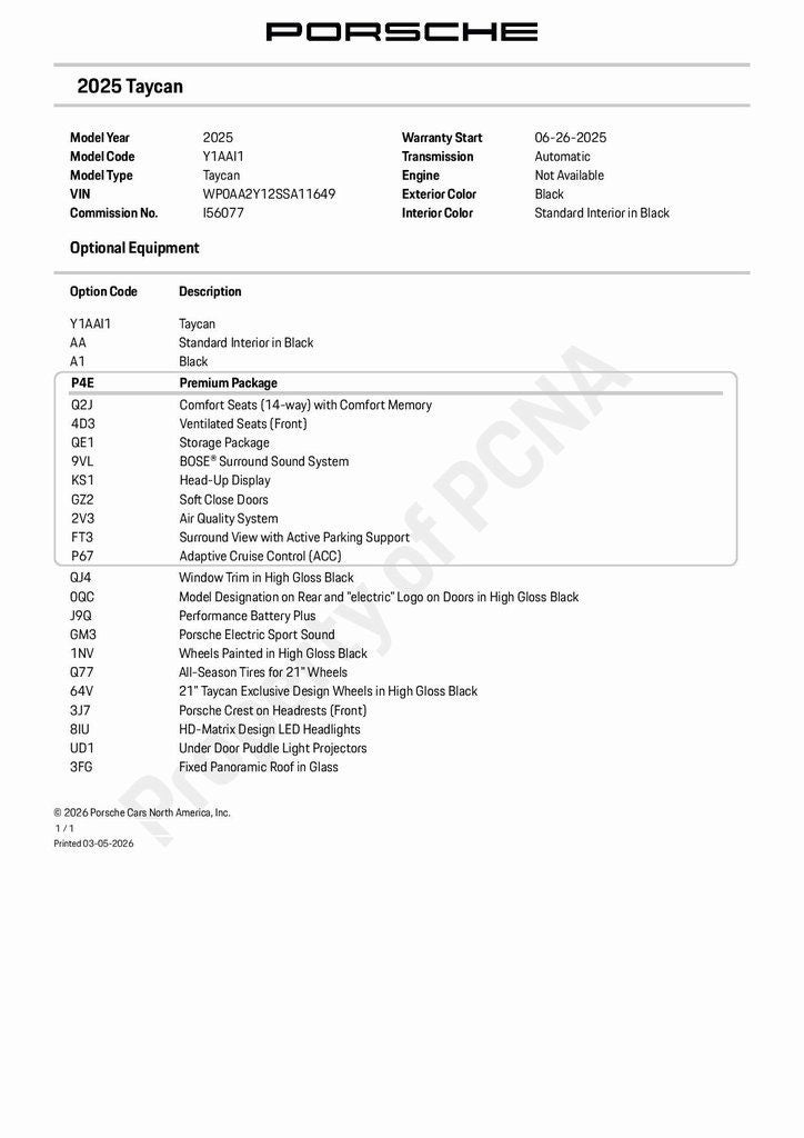 2025 Porsche Taycan Base