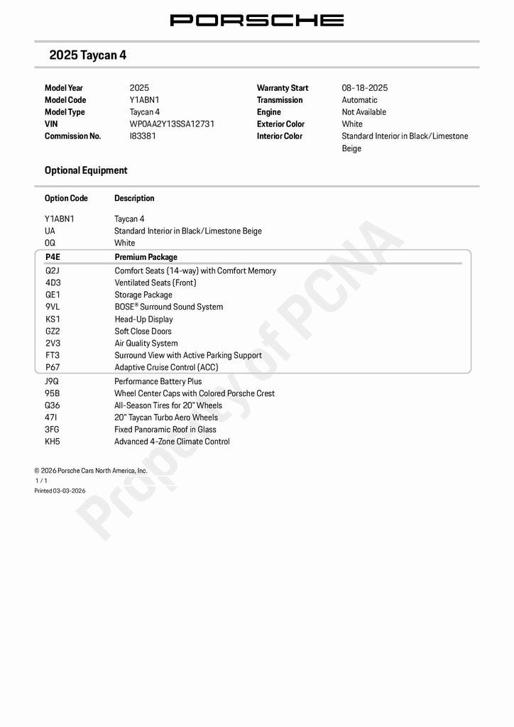 2025 Porsche Taycan 4