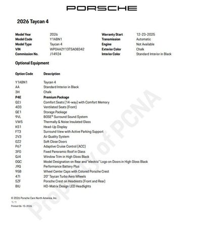 2026 Porsche Taycan 4