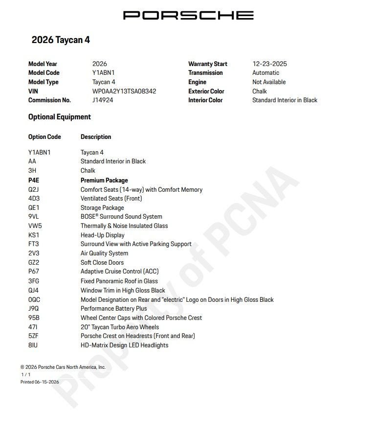 2026 Porsche Taycan 4