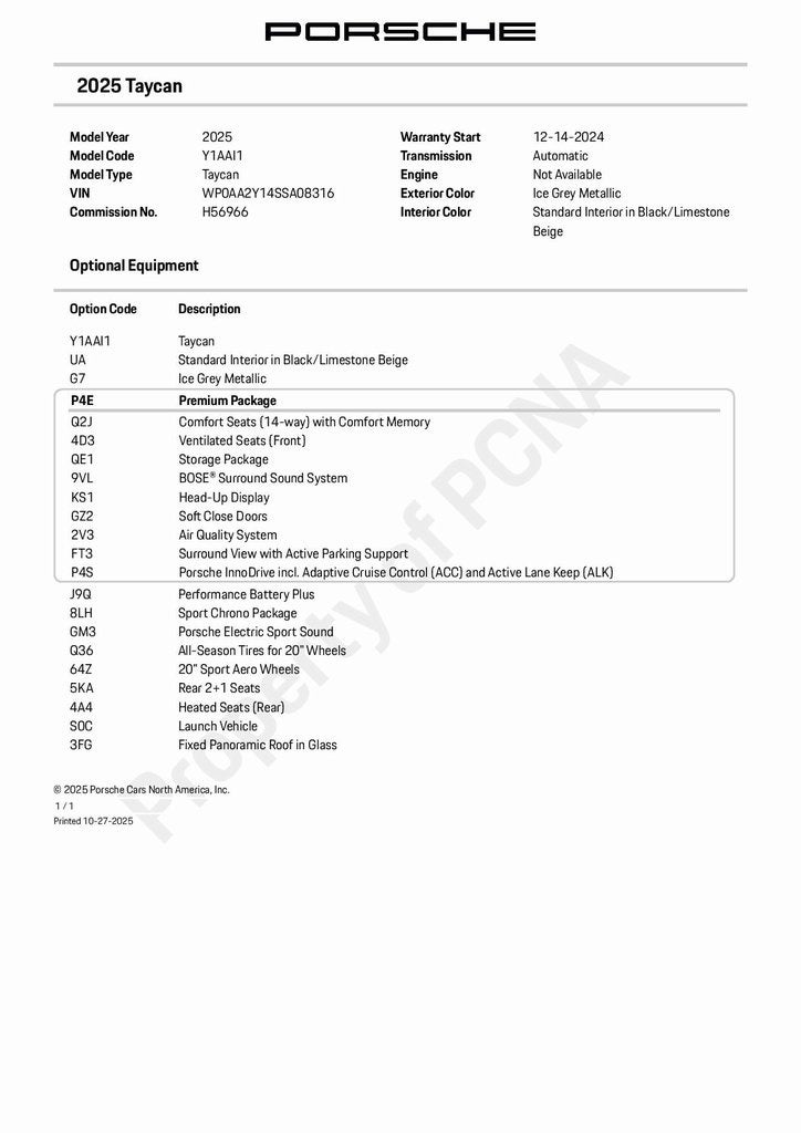 2025 Porsche Taycan Base
