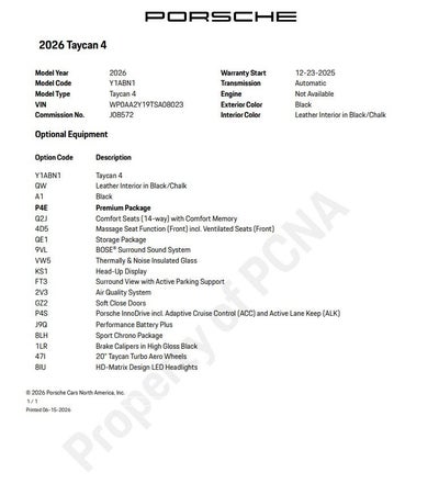 2026 Porsche Taycan 4