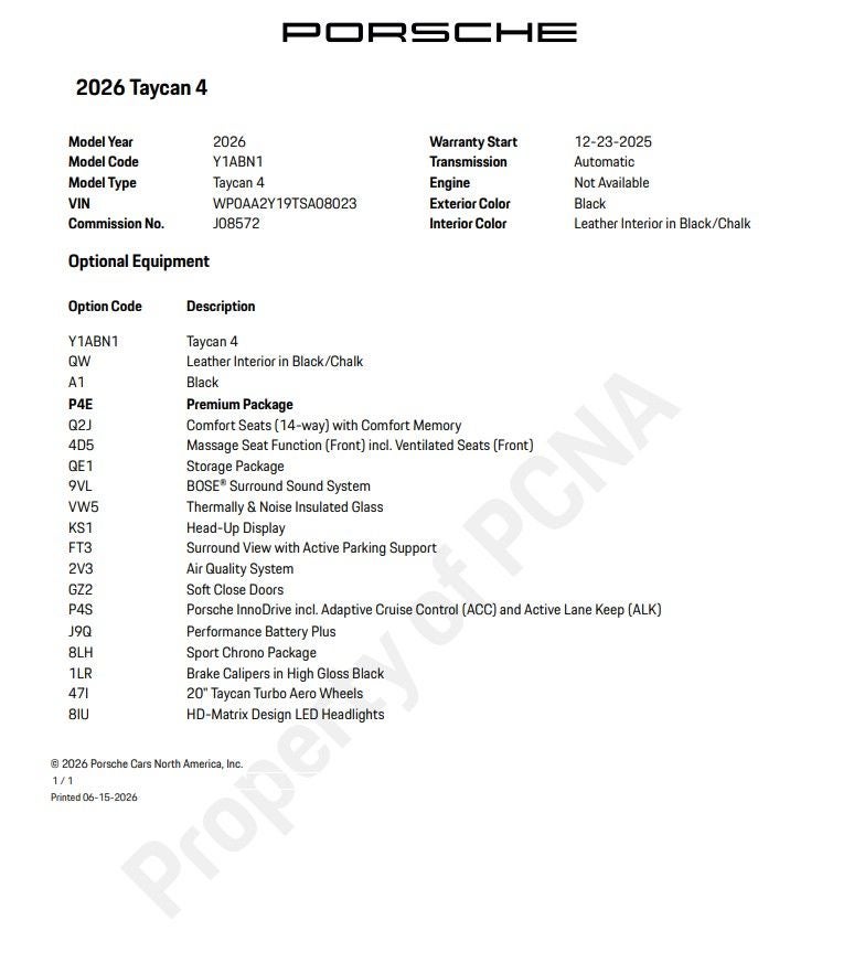 2026 Porsche Taycan 4