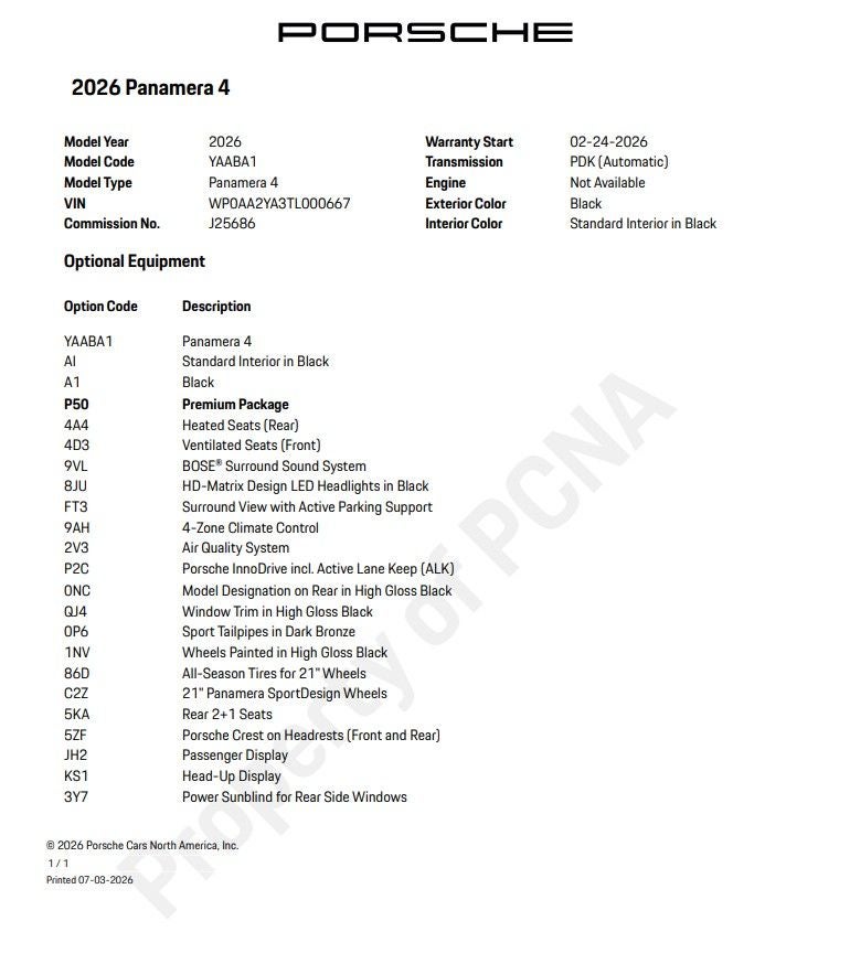 2026 Porsche Panamera 4