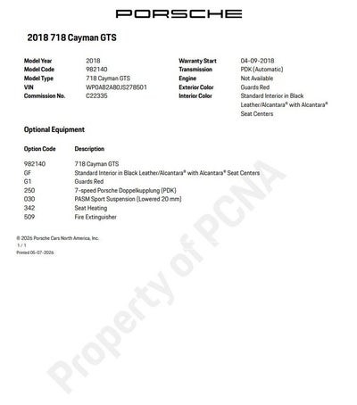 2018 Porsche 718 Cayman GTS