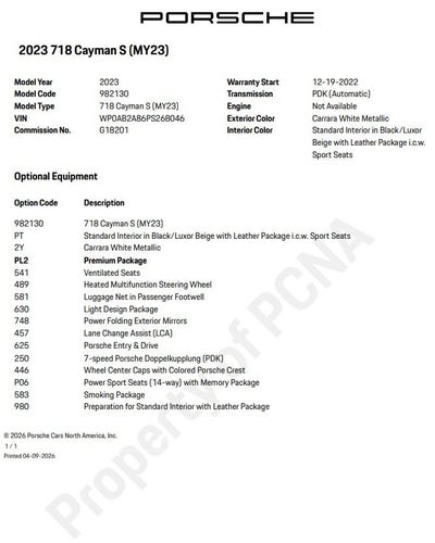 2023 Porsche 718 Cayman S