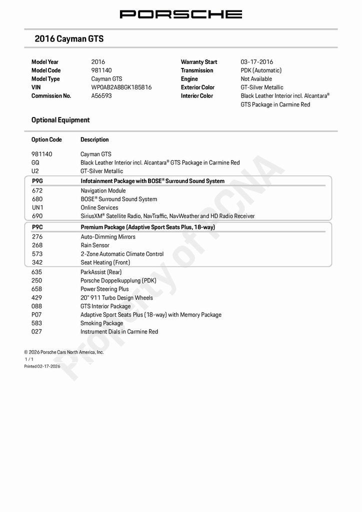 2016 Porsche Cayman GTS