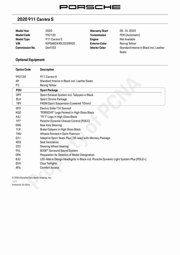 2020 Porsche 911 Carrera S