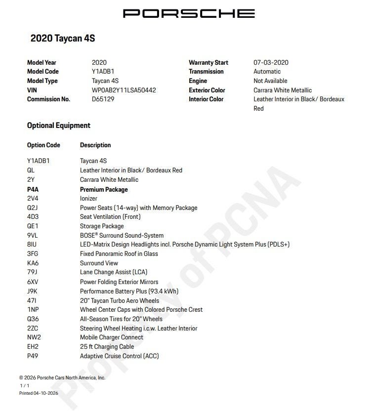 2020 Porsche Taycan 4S