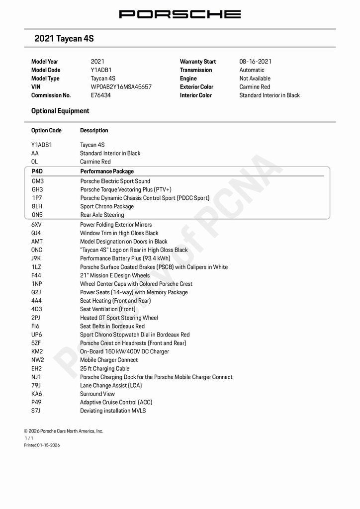 2021 Porsche Taycan 4S