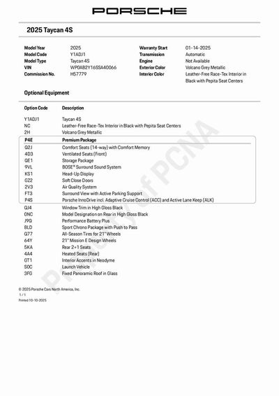 2025 Porsche Taycan 4S