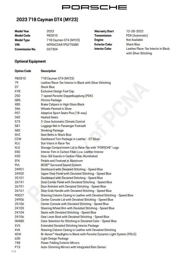 2023 Porsche 718 Cayman GT4