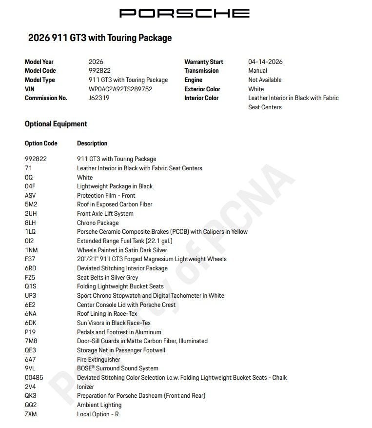 2026 Porsche 911 GT3 Touring