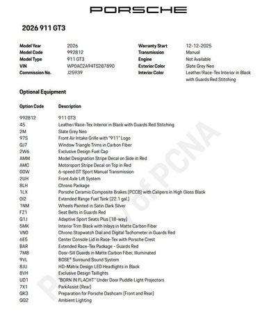 2026 Porsche 911 GT3