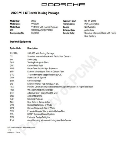 2023 Porsche 911 GT3 Touring