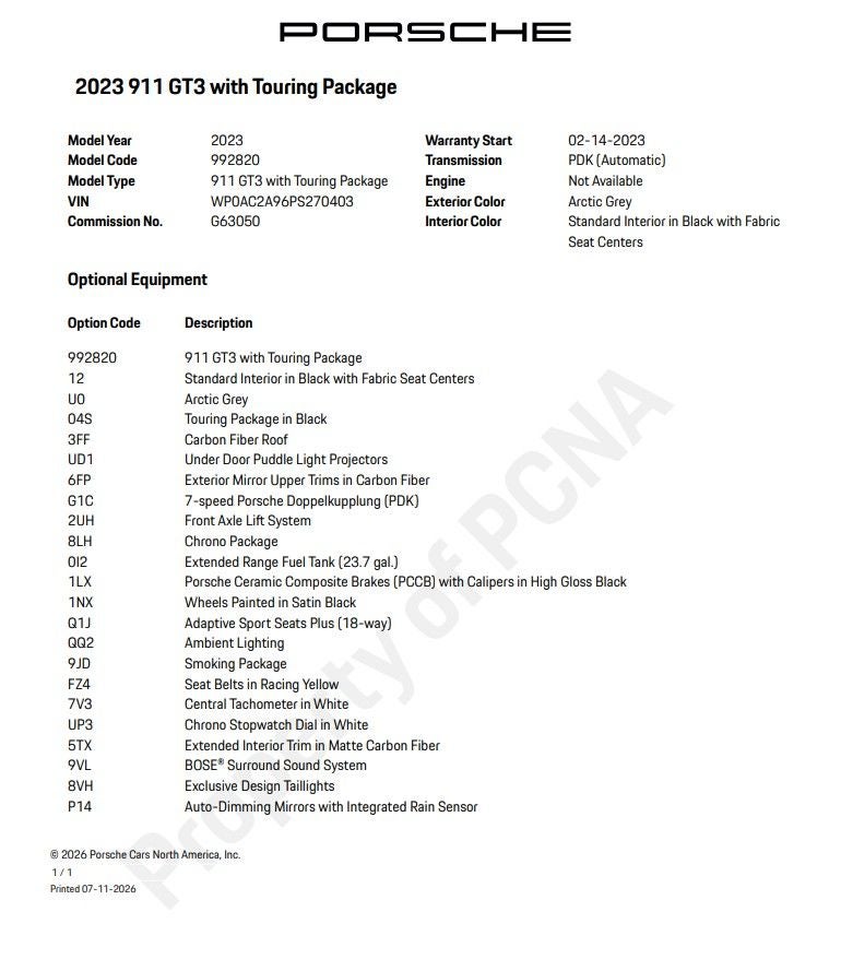 2023 Porsche 911 GT3 Touring