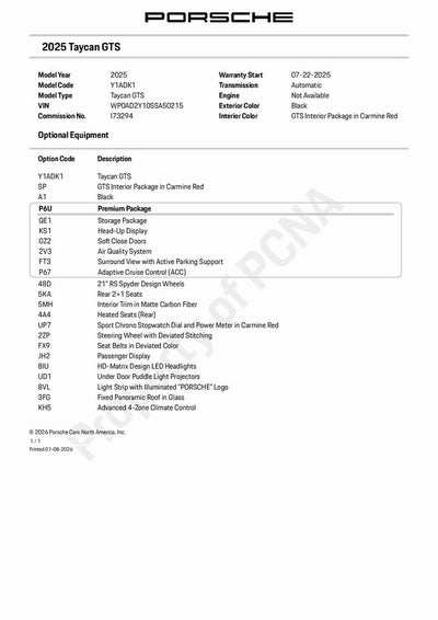2025 Porsche Taycan GTS