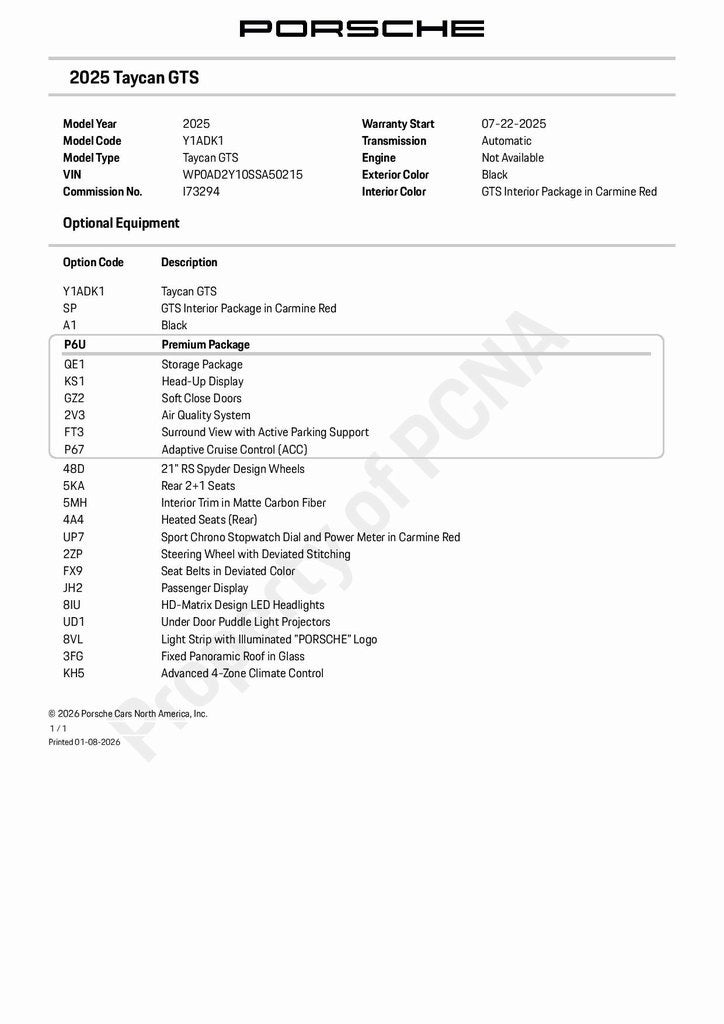 2025 Porsche Taycan GTS