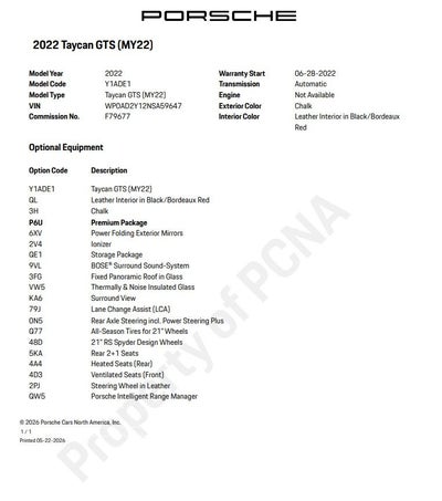 2022 Porsche Taycan GTS