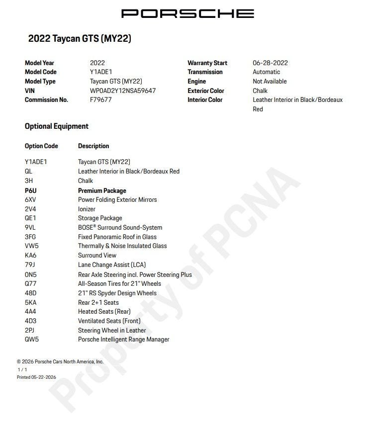 2022 Porsche Taycan GTS