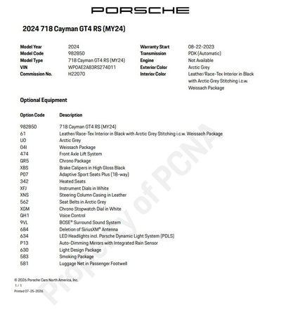 2024 Porsche 718 Cayman GT4 RS