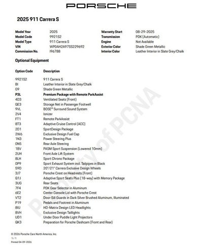 2025 Porsche 911 Carrera S