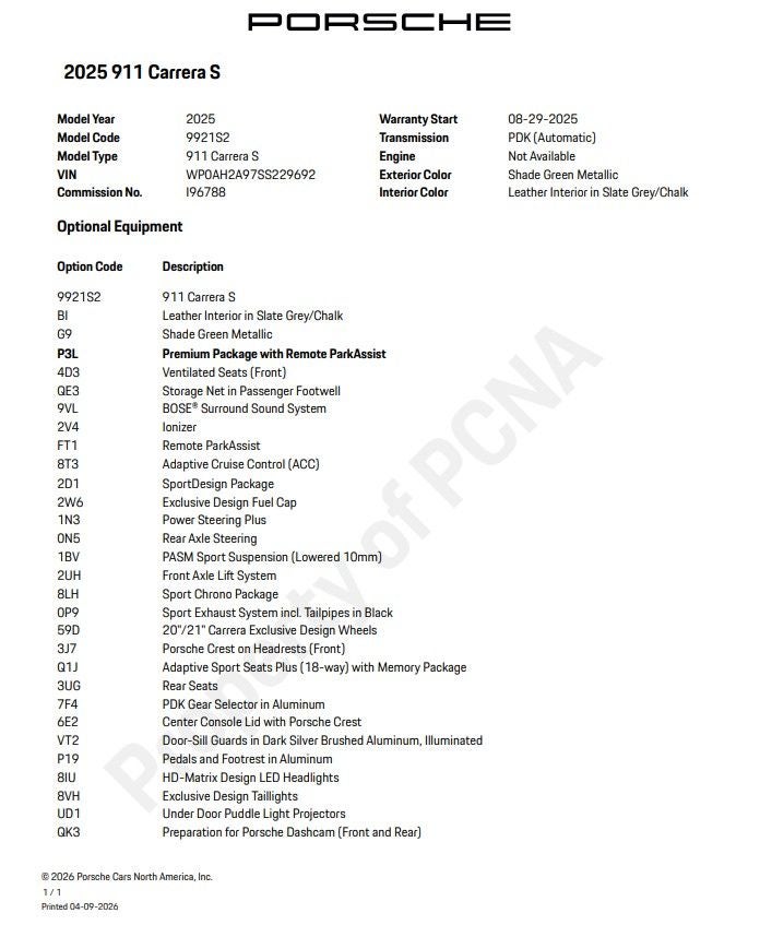 2025 Porsche 911 Carrera S