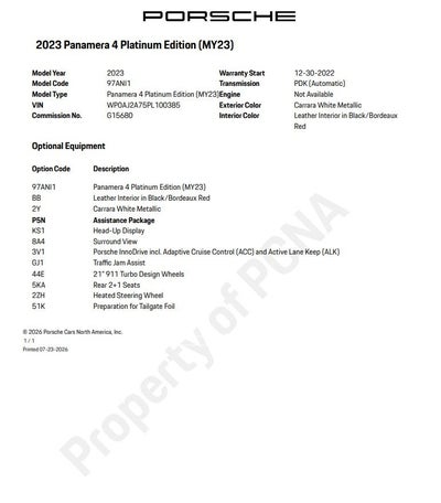 2023 Porsche Panamera 4 Platinum Edition