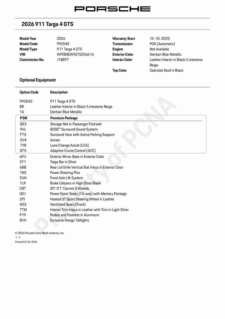 2026 Porsche 911 Targa 4 GTS