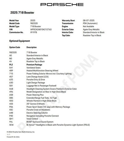 2025 Porsche 718 Boxster Base