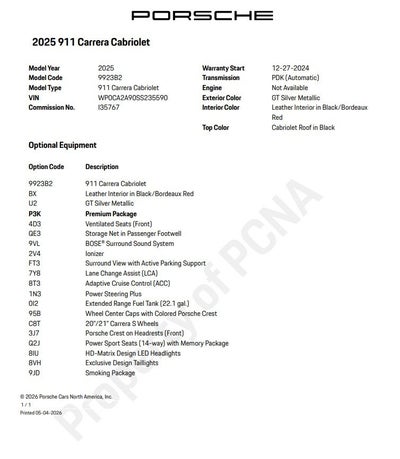 2025 Porsche 911 Carrera