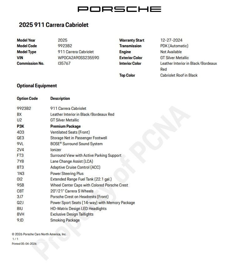 2025 Porsche 911 Carrera