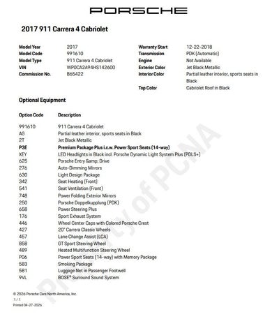 2017 Porsche 911 Carrera 4