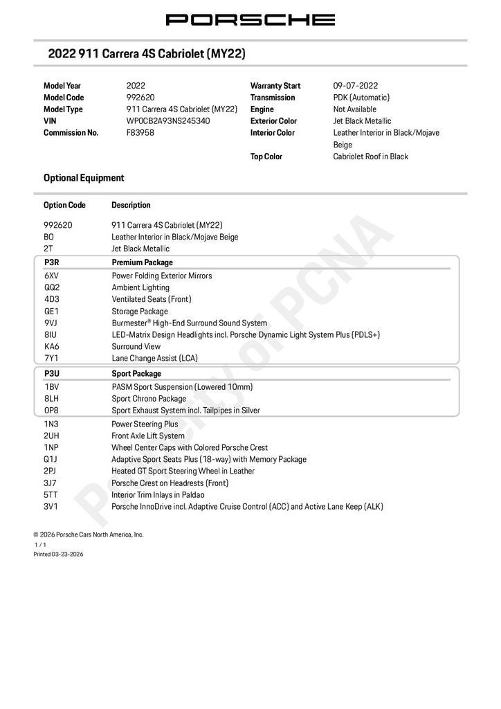 2022 Porsche 911 Carrera S