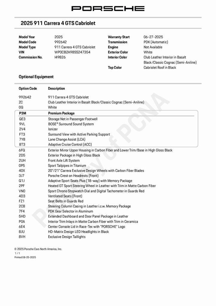 2025 Porsche 911 Carrera 4 GTS
