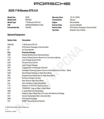 2025 Porsche 718 Boxster GTS