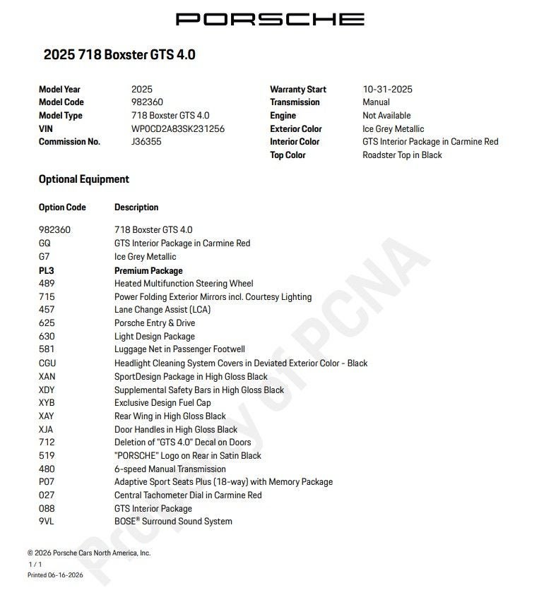 2025 Porsche 718 Boxster GTS